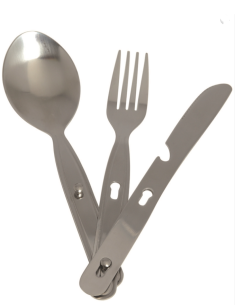 CAMPING 3-PC S/STEEL EATING UTENS.