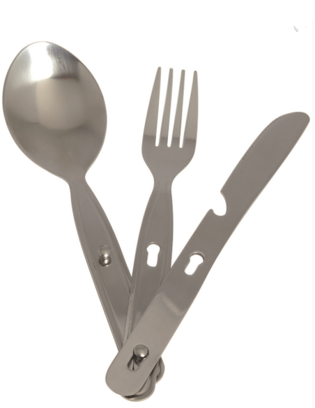 CAMPING 3-PC S/STEEL EATING UTENS.